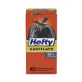 Trash Bags | Hefty PAC E27744 Easy Flaps 30 in. x 33 in. 30-Gallon 0.85 mil. Trash Bags - Black (40/Box) image number 1