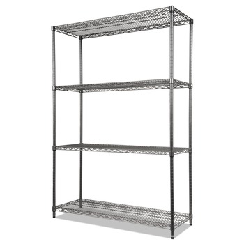 Alera ALESW504818BA 48 in. x 18 in. x 72 in. Four-Shelf Wire Shelving Starter Kit - Black Anthracite
