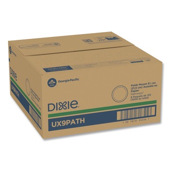 BOWLS AND PLATES | Dixie UX9PATH Pathways Soak-Proof Shield 8.5 in. Paper Plates - Green/Burgundy (125/Pack)