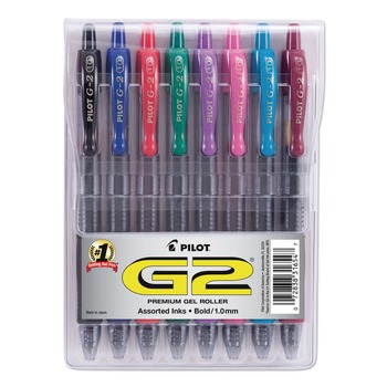 Pilot 31654 G2 Premium Bold 1 millimeter Retractable Gel Pen Convenience Pack - Assorted Ink/Barrel Colors (8/Pack)