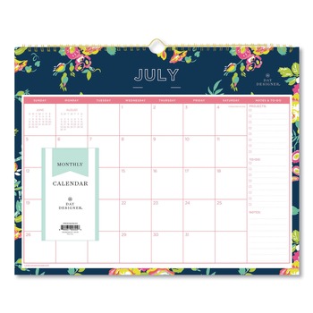 Blue Sky 107934 15 in. x 12 in. 12-Month (Jul 2025-Jun 2026) Day Designer Peyton Academic Wall Calendar - White/Navy Sheets