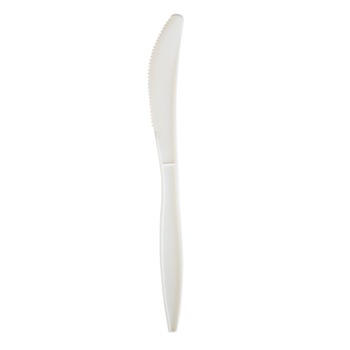 Boardwalk BWKKNIFEMWPPIW 5.86 in. Mediumweight Wrapped Polypropylene Plastic Knife Cutlery - White (1000/Carton)