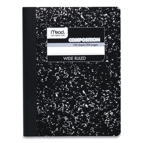 Notebooks & Pads | Mead 72936 9.75-in x 7.5-in 100 Sheets 3-Subject Square Deal Composition Book - Wide/Legal Rule, Black Cover (12/Pack) image number 0