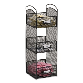 Safco 3290BL 6 in. x 6 in. x 18 in. Steel Mesh 3 Compartments Onyx Breakroom Organizers - Black