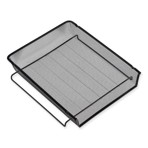 Back to School Sale | Universal UNV20012 17 in. x 10.88 in. x 2.5 in. Deluxe Mesh Stacking Side Load Tray - Legal Size, Black image number 0