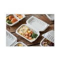 Food Trays, Containers, and Lids | Pactiv Corp. YCNW0205 9 x 6 x 3.1 EarthChoice Vented Microwavable MFPP Plastic Hinged Lid Container - White (170/Carton) image number 5
