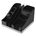 Desktop Organizers | Deflecto 35172 8.13 in. x 9.13 in. x 5.19 in. 6 Compartments Silhouettes All-In-One Plastic Caddy - Black/Silver image number 0