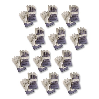 FACILITY MAINTENANCE SUPPLIES | MCR Safety 1935XL Mustang Leather Palm Gloves - X-Large, Blue/Cream (1-Dozen)