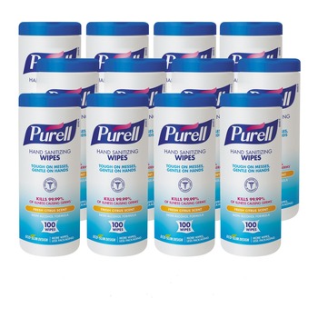 PURELL 9111-12 5.78 in. x 7 in. Premoistened Hand Sanitizing Wipes - Fresh Citrus, White (12/Carton)