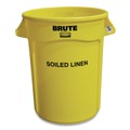 Trash & Waste Bins | Rubbermaid Commercial SMFG263294YEL Brute 32 gal (Soiled Linen) Imprint Plastic Vented Container - Round Yellow image number 1