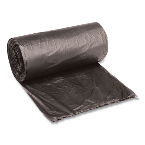 Just Launched | Boardwalk H4823RKKR01 10 Gallon 0.35 mil 24 in. x 23 in. Perforated Roll Low-Density Waste Can Liners - Black (50 Bags/Roll, 10 Rolls/Carton) image number 0