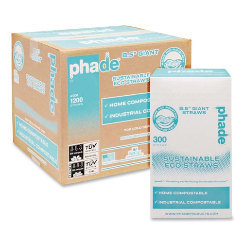Cutlery | phade 511169 8.5 in. Marine Biodegradable PHA Wrapped Straws - Ocean Blue (1200/Carton) image number 0