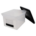 Desktop Organizers | Innovative Storage Designs 55802 17.75 in. x 14 in. x 10.25 in. Letter/Legal File Tote with Contents Label - Clear/Black image number 1