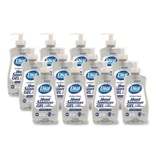 Hand Sanitizers | Dial Professional 17000 35482 11 oz. Pump Bottle Gel Antibacterial Hand Sanitizer - Fragrance-Free (12/Carton) image number 0