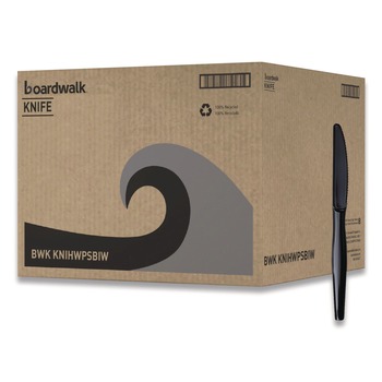 CUTLERY | Boardwalk BWKKNIHWPSBIW Heavyweight Wrapped Polystyrene Knife - Black (1000/Carton)