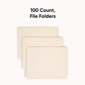 File Folders | Smead 24110 9.5 in. High Front Straight Tabs Letter Size 0.75 in. Expansion Heavyweight End Tab Folders - Manila (100/Box) image number 2