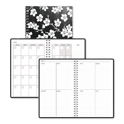 Notebooks & Pads | House of Doolittle 2121-52 Recycled Non-Dated Monthly/Weekly Cherry Blossoms Planner - Black/White Cover image number 0