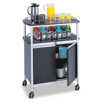 CLEANING AND SANITATION | Safco 8964BL 33.5 in. x 21.75 in. x 43 in. 4 Shelves Plastic Mobile Beverage Cart - Black