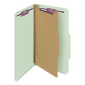 File Folders | Smead 18776 Four SafeSHIELD Fasteners 2/5-Cut Tabs 1 Divider Legal Size Pressboard Classification Folders - Gray-Green (10/Box) image number 0