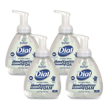 Dial Professional 1700006040 15.2 oz. Pump Bottle Antibacterial Foam Hand Sanitizer - Fragrance-Free (4/Carton)