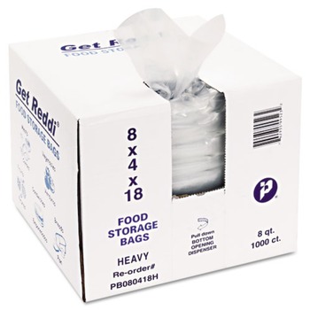Inteplast Group PB080418H 8-Quart 1 mil. 8 in. x 18 in. Food Bags - Clear (1000/Carton)