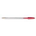 Pens | BIC MS11 RED Cristal Xtra Smooth Medium 1 millimeter Stick Ballpoint Pen - Red Ink/Clear Barrel (1-Dozen) image number 4