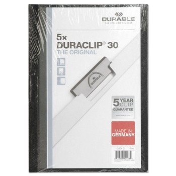 OFFICE AND OFFICE SUPPLIES | Durable 220401 DuraClip 8.5 in. x 11 in. Clip Fastener Report Cover - Clear/Black (5/Pack)