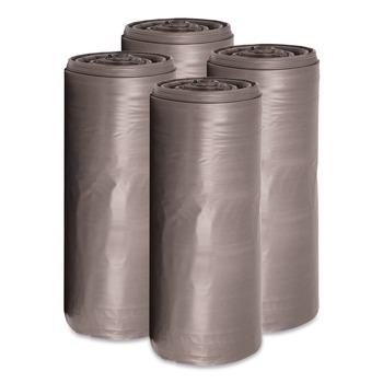 Boardwalk H6639SGKR01 33 Gallon 1.1 mil 33 in. x 39 in. Perforated Roll Low-Density Can Liners - Gray (25 Bags/Roll, 4 Rolls/Carton)