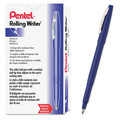 Pens | Pentel R100-C Rolling Writer Medium 0.8 millimeter Stick Rollerball Pen - Blue Ink/Barrel (1-Dozen) image number 0