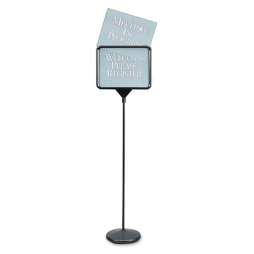 Mailroom Equipment | Quartet 3655 14 in. x 11 in. Sign(ware) Pedestal Sign - Assorted Signage, Black Frame image number 0