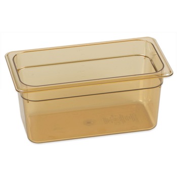 Carlisle 3086213 12.75 in. x 12.75 in. x 6 in. 5.7 qt. StorPlus High Heat Plastic Food Pan - Amber