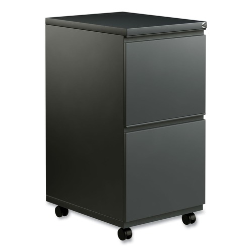 Office Carts & Stands | Alera ALEPBFFCH 14.96 in. x 19.29 in. x 27.75 in. 2 Legal/Letter-Size File Drawers Left or Right File Pedestal with Full-Length Pull - Charcoal image number 0