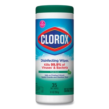  | Clorox 01593 Disinfecting Wipes, 7 X 8, Fresh Scent, 35/canister