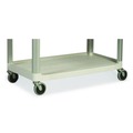 Just Launched | Rubbermaid Commercial FG409100OWHT 40.63 in. x 20 in. x 37.81 in. 300 lbs. Capacity 3 Shelves Plastic Xtra Utility Cart with Open Sides - Off-White image number 3