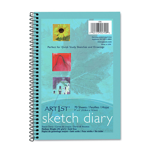 Copy & Printer Paper | Pacon P4790 64 lb Text (70) 9 x 6 Sheets Art1st Sketch Diary - Blue Cover image number 0