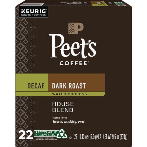 Coffee | Peet's Coffee & Tea 5000363996 K-Cups - House Blend Decaf (22/Box) image number 0