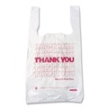 Food Service | Barnes Paper Company 8416THYOU 8 in. x 4 in. x 16 in. Thank You High-Density Shopping Bags - White/Red (2000/Carton) image number 1