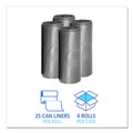 Trash & Waste Bins | Boardwalk H6639SGKR01 33 Gallon 1.1 mil 33 in. x 39 in. Perforated Roll Low-Density Can Liners - Gray (25 Bags/Roll, 4 Rolls/Carton) image number 3