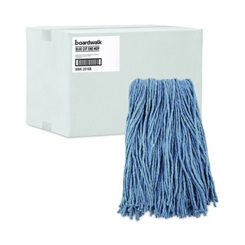 Boardwalk BWK2016B #16 Cut-End Standard Head Cotton/Synthetic Fiber Mop Head - Blue (12/Carton)