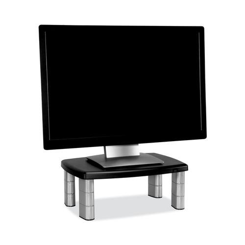Back to School Sale | 3M MS80B 15 in. x 12 in. x 2.63 in. to 5.78 in. 80-lb. Capacity Adjustable Monitor Stand - Black/Silver image number 0