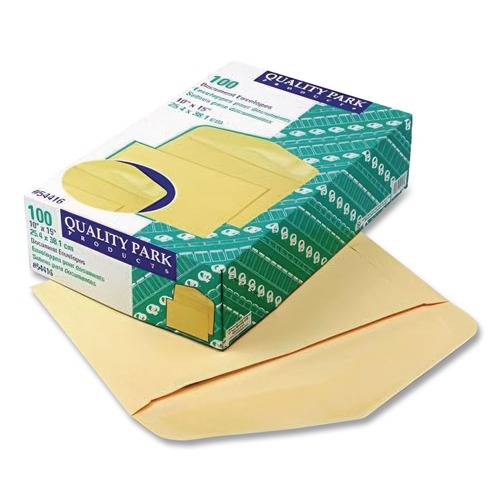 Envelopes & Mailers | Quality Park QUA54416 #15 Hub Flap Gummed Closure 10 in. x 15 in. Open-Side Booklet Envelope - Manila (100/Box) image number 0