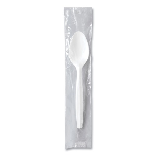 Cutlery | SOLO MOW3-0007 Individually Wrapped Regal Mediumweight Plastic Cutlery Spoon - White (1000/Carton) image number 0