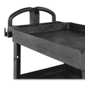 Cleaning Carts | Rubbermaid Commercial 2196862 BRUTE 25.24 in. x 44 in. x 47 in. 3 Shelves 600 lb Capacity Resin 3-Shelf Heavy-Duty Ergo Lipped Utility Cart - Black image number 4