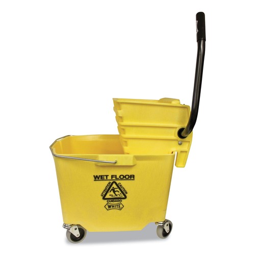 Mop Buckets | Impact 12-32 oz. Yellow Mop Bucket with Side-Press Squeeze Wrnger/Plastic Combo image number 0