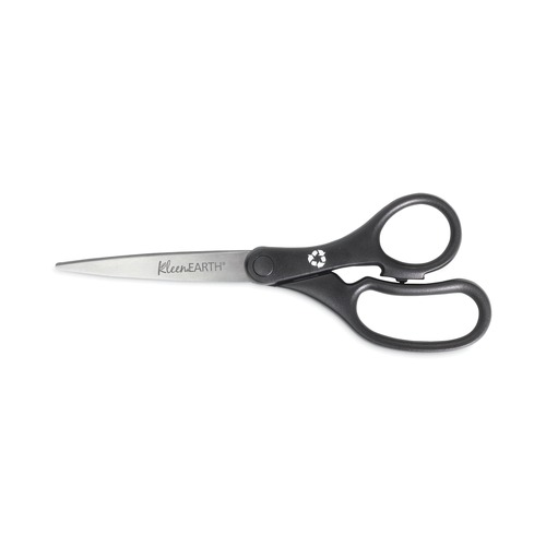 Arts & Crafts Supplies | Westcott 15583 8 in. Long 3.25 in. Cut Length KleenEarth Basic Plastic Handle Scissors - Straight Black Handle image number 0