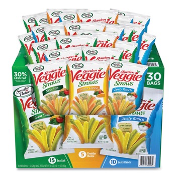 Green Rabbit 31841 1 oz. Bag Veggie Straws - Cheddar Cheese/Sea Salt/Zesty Ranch (30/Carton)