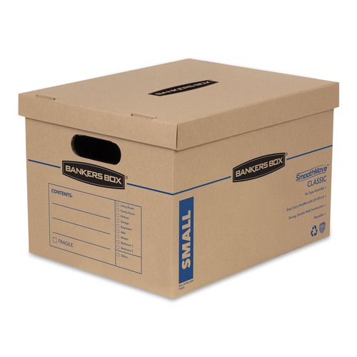 Boxes & Bins | Bankers Box 7714209 SmoothMove Classic 12 in. x 15 in. x 10 in. Moving/Storage Boxes - Small, Brown/Blue (15/Carton) image number 0