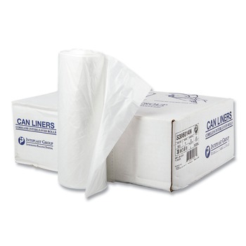 Inteplast Group S386014N 38 in. x 60 in. 14 mic 60 Gallon High-Density Commercial Can Liners - Clear (200/Carton)