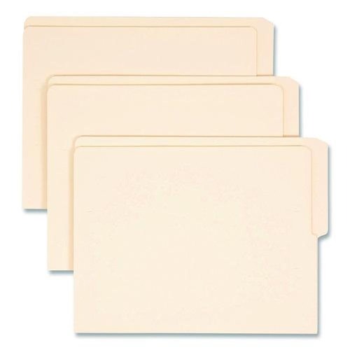 File Folders | Smead 24127 9 in. High Front 1/2-Cut Tabs Top Letter Size 0.75 in. Expansion Heavyweight End Tab Folders - Manila (100/Box) image number 0