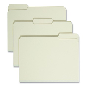 Smead 13230 1/3-Cut Tabs Assorted Letter Size 1 in. Expansion Recycled Heavy Pressboard Folders - Gray-Green (25/Box)